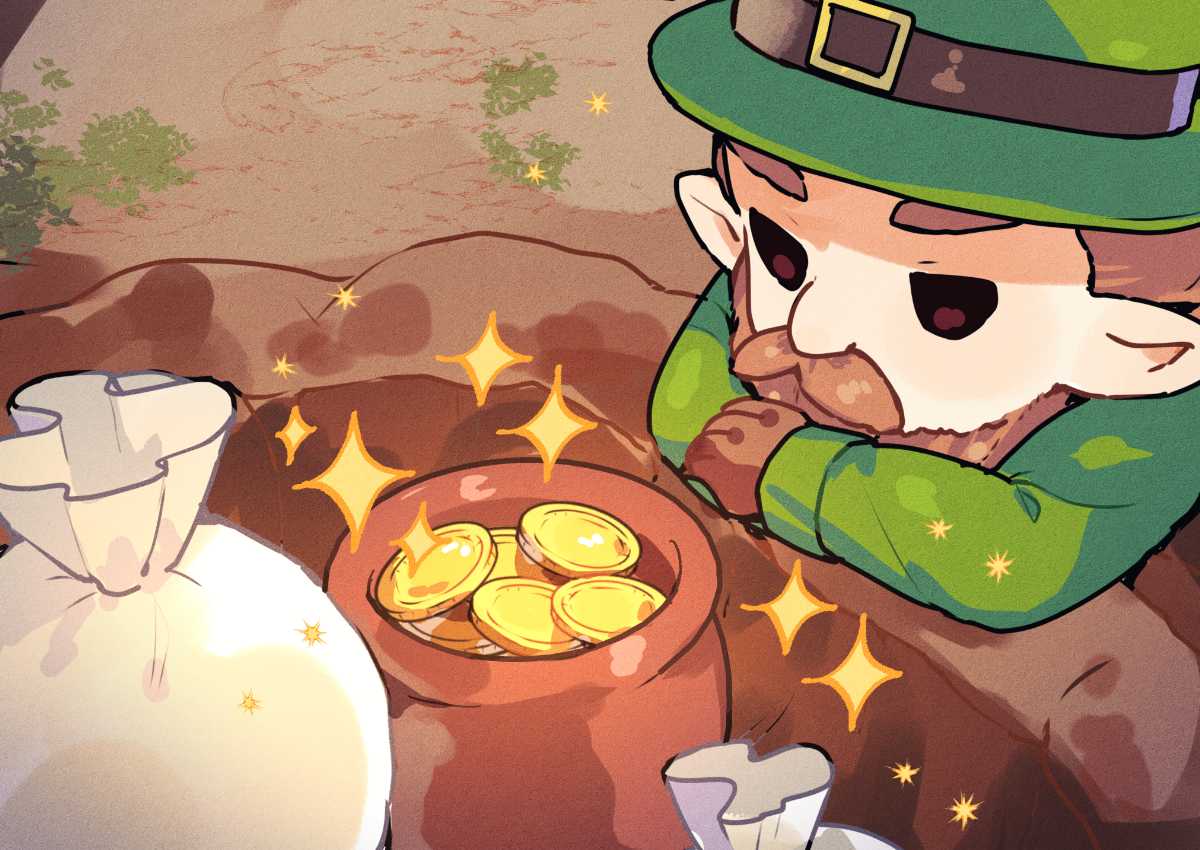 財宝を隠すレプラコーンのイメージイラスト